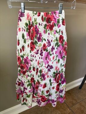A&F Floral Smocked Midi Skirt, XXSPetite